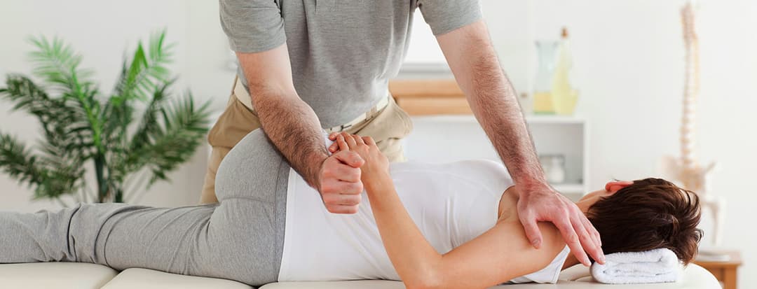 A chiropractic adjustment in progress